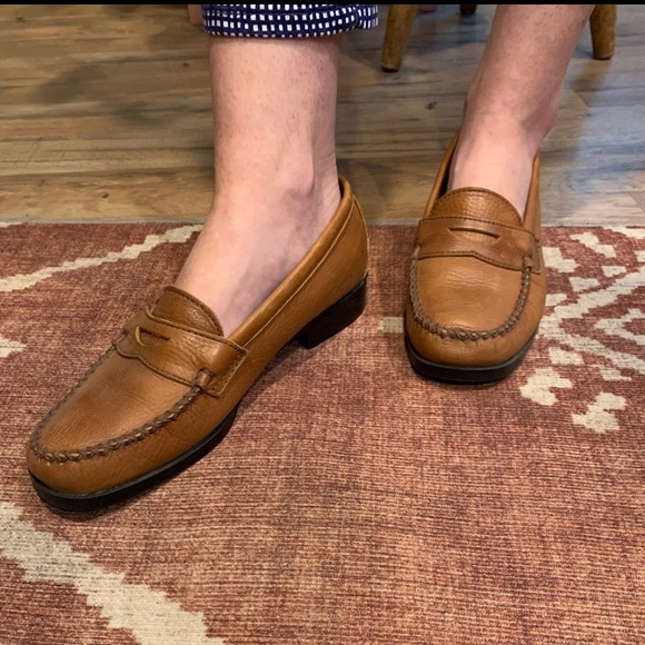 Dexter Shoes Dexter Womens 8 Cognac Leather Loafers Slipons Wstrap